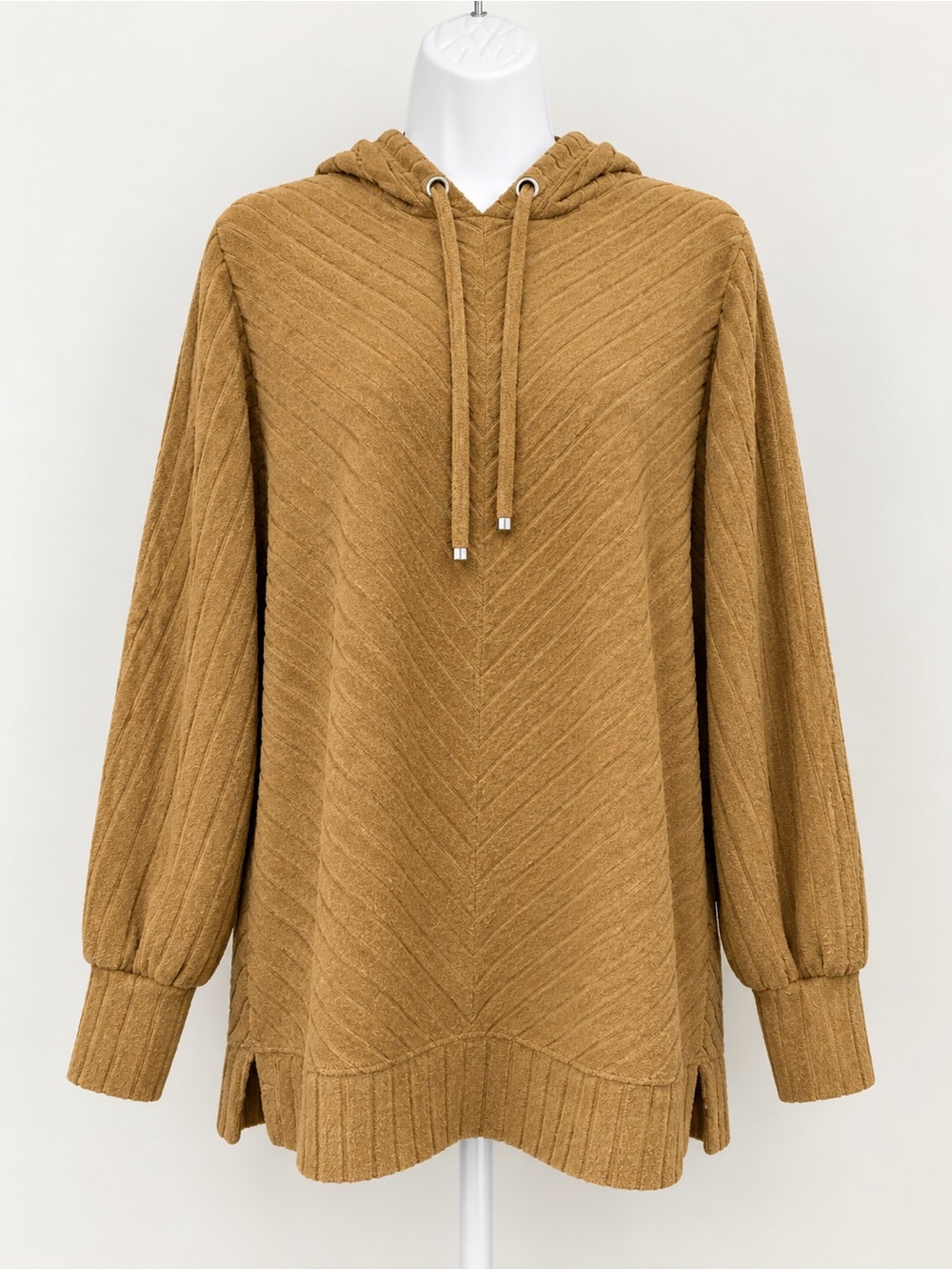 Cozy Chevron Knit Hoodie in Camel Nine West